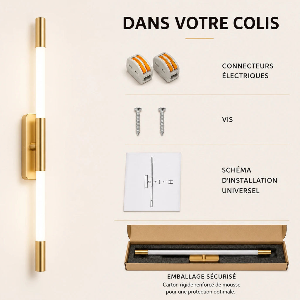 Applique murale chambre barre LED élancée kit colis