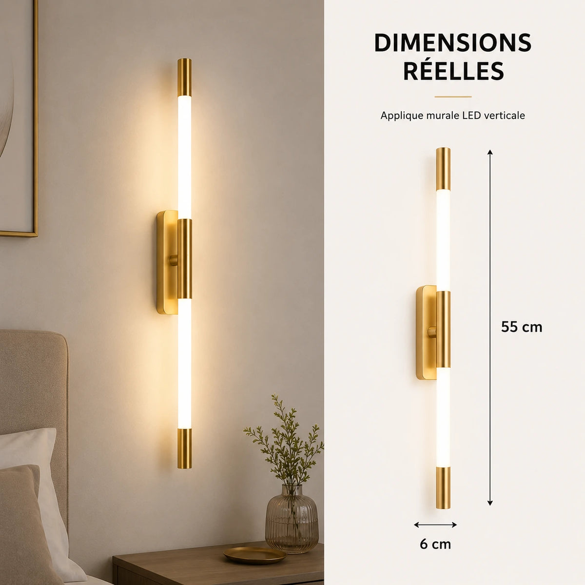 Applique murale chambre barre LED élancée dimensions