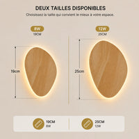Dimensions applique murale bois galet 19 ou 25 centimètres