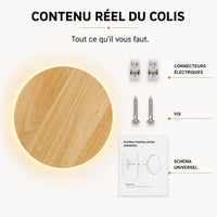 Contenu du colis applique murale bois ronde