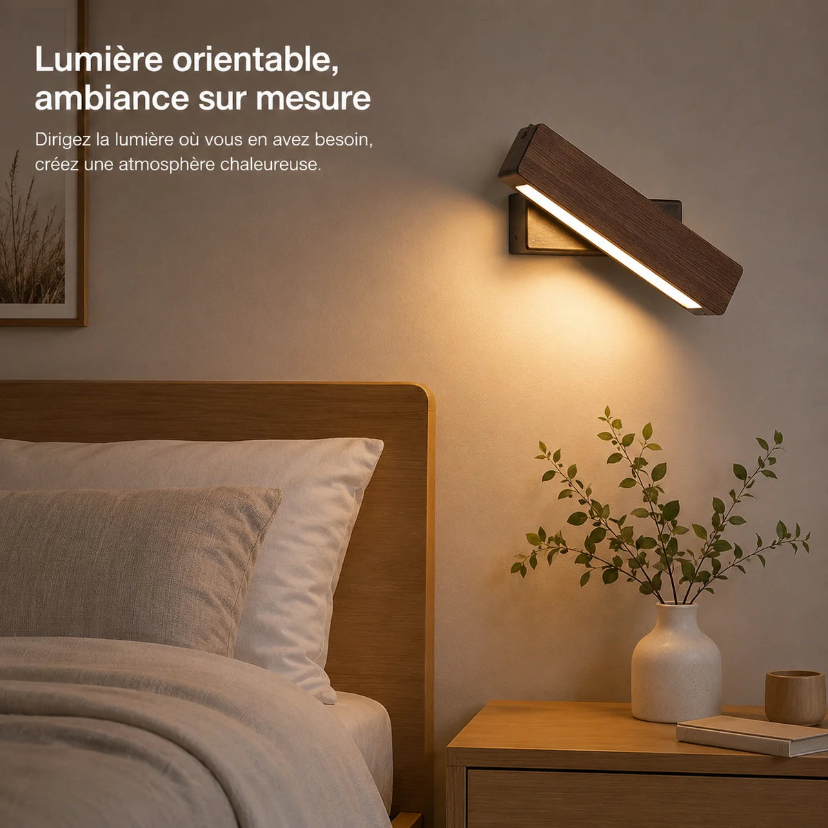 Applique murale bois rotative en situation
