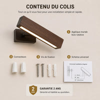 Contenu du colis applique murale bois rotative