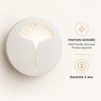 Applique murale chambre blanche motif feuille avec garantie 2 ans