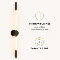 Applique murale chambre LED noir et doré avec garantie 2 ans
