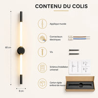 Contenu du colis applique murale chambre : connecteurs, vis et schéma
