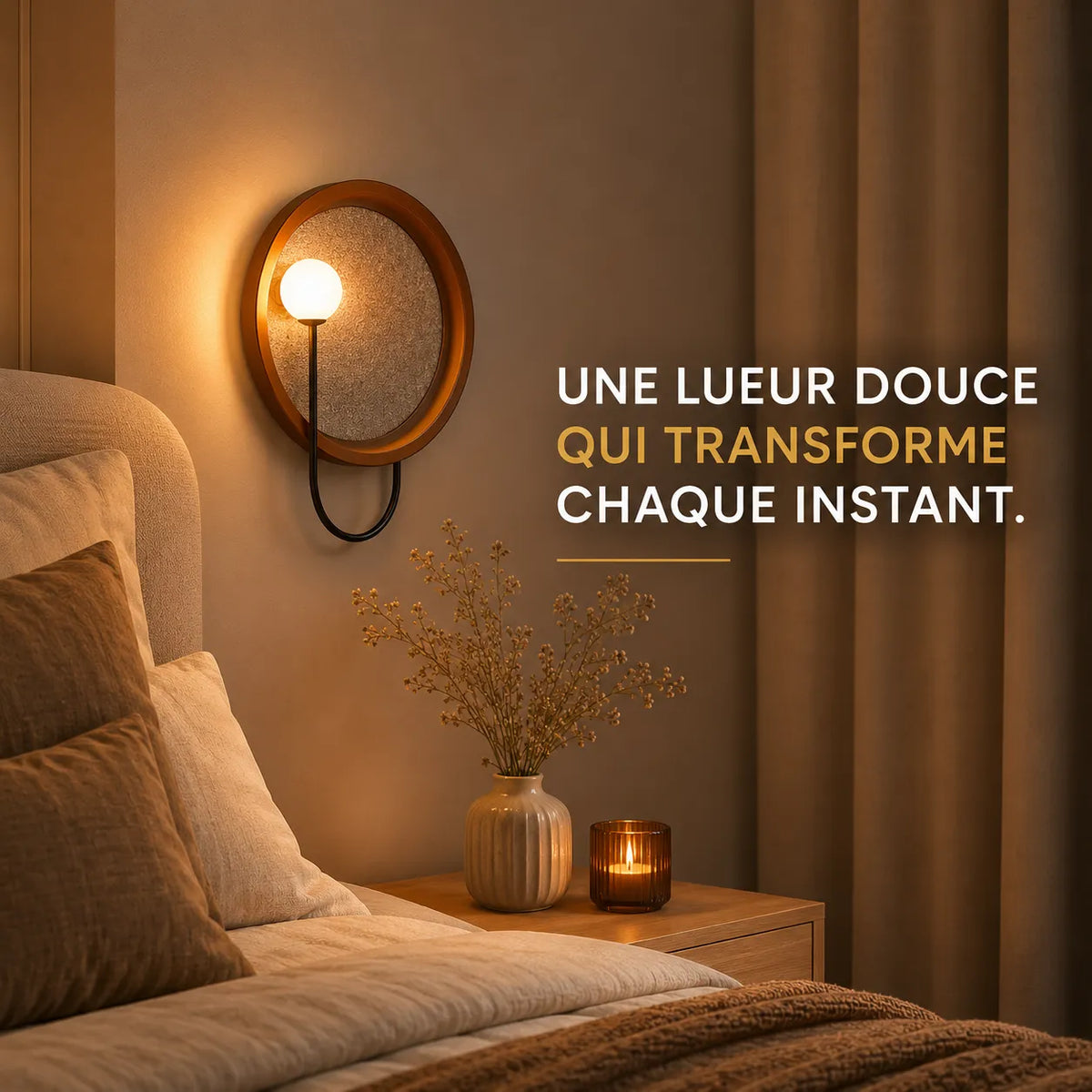 Applique murale chambre sphère lumineuse allumée dans une chambre