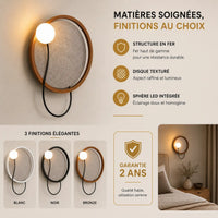 Applique murale chambre sphère en blanc, noir ou bronze, garantie 2 ans