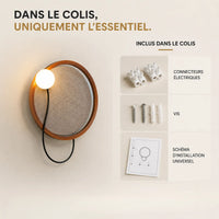 Contenu du colis applique murale chambre : connecteurs, vis et schéma