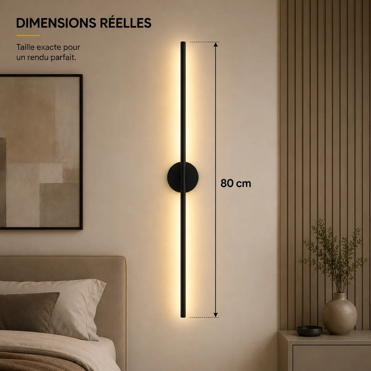 Dimensions applique murale chambre : 80 centimètres de longueur