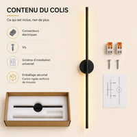 Contenu du colis applique murale chambre : connecteurs, vis et schéma