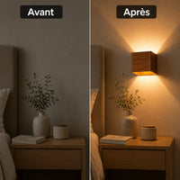 Pièce avant et après applique murale chevet