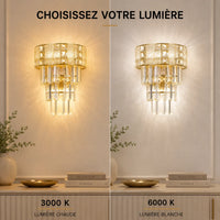 Applique murale dorée en cristal en lumière 3000 K et 6000 K

