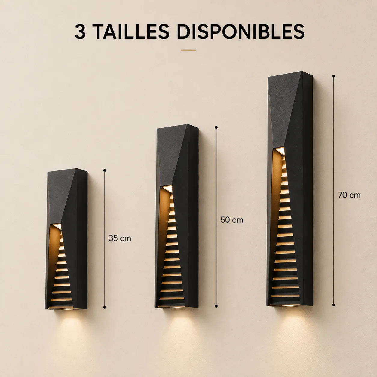 Applique murale extérieure LED en aluminium à façade ajourée disponible en 35, 50 et 70 cm