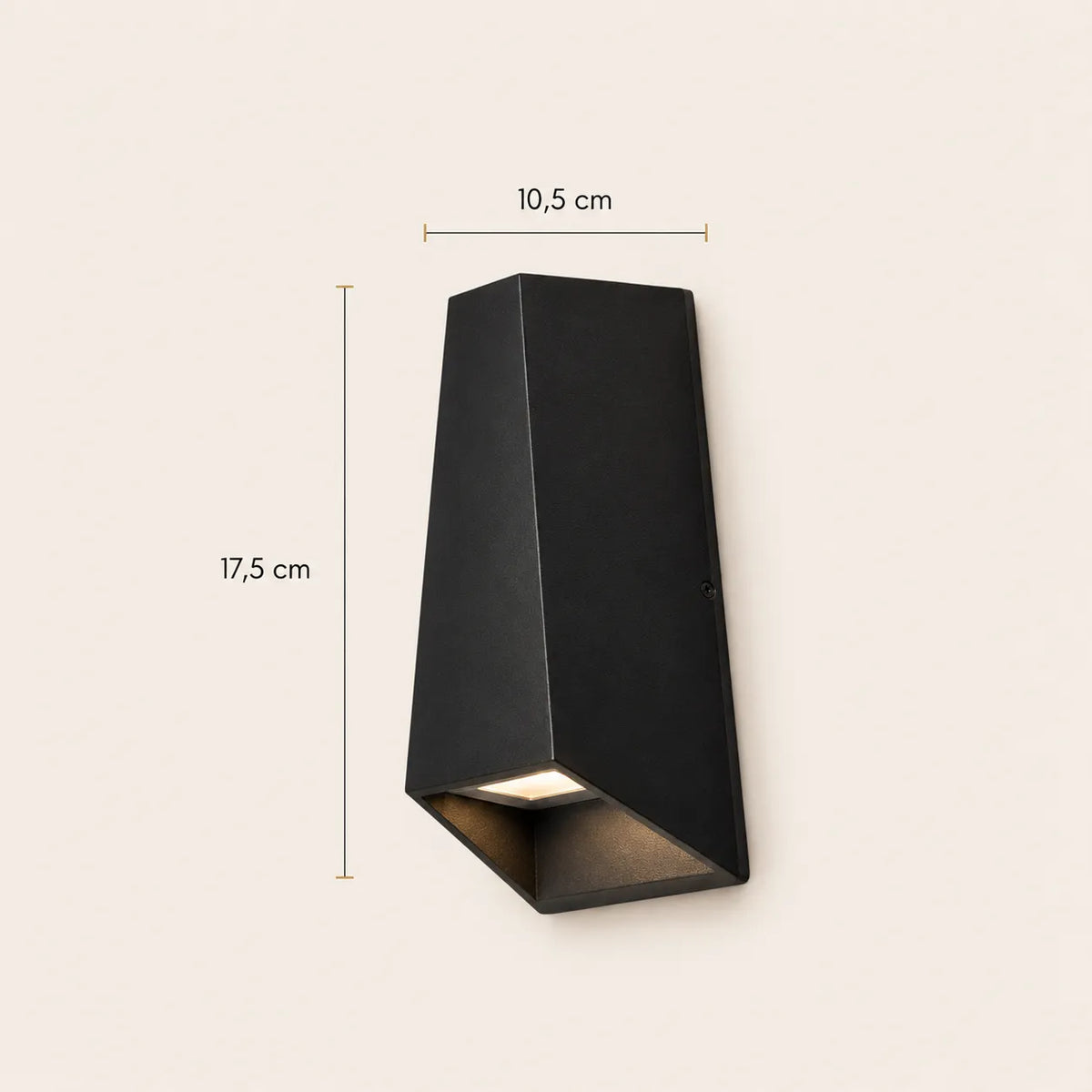 Applique murale extérieure LED noire de 17,5 × 10,5 cm

