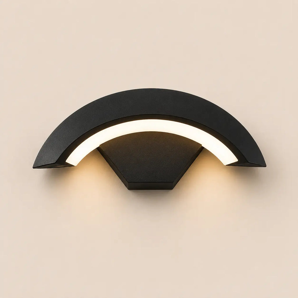Applique murale extérieure LED noire demi-lune en aluminium et acrylique