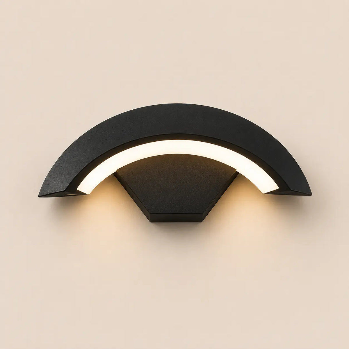 Applique murale extérieure LED noire demi-lune en aluminium et acrylique