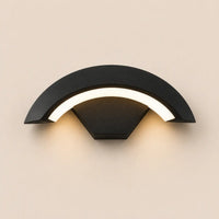 Applique murale extérieure LED noire demi-lune en aluminium et acrylique