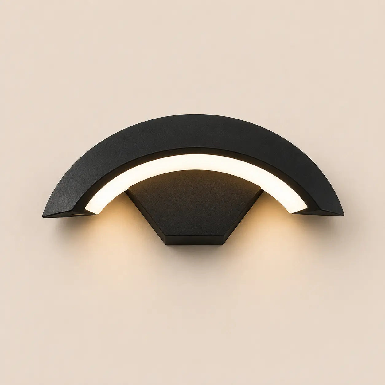 Applique murale extérieure LED noire demi-lune en aluminium et acrylique