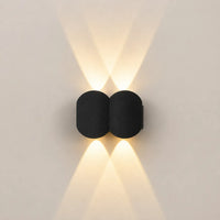 Applique murale extérieure LED noire en aluminium à faisceaux multiples