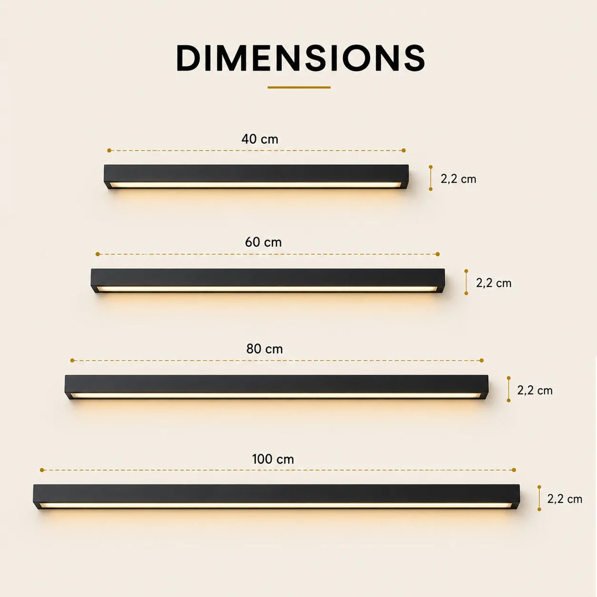 Applique murale extérieure LED disponible en 40, 60, 80 et 100 cm