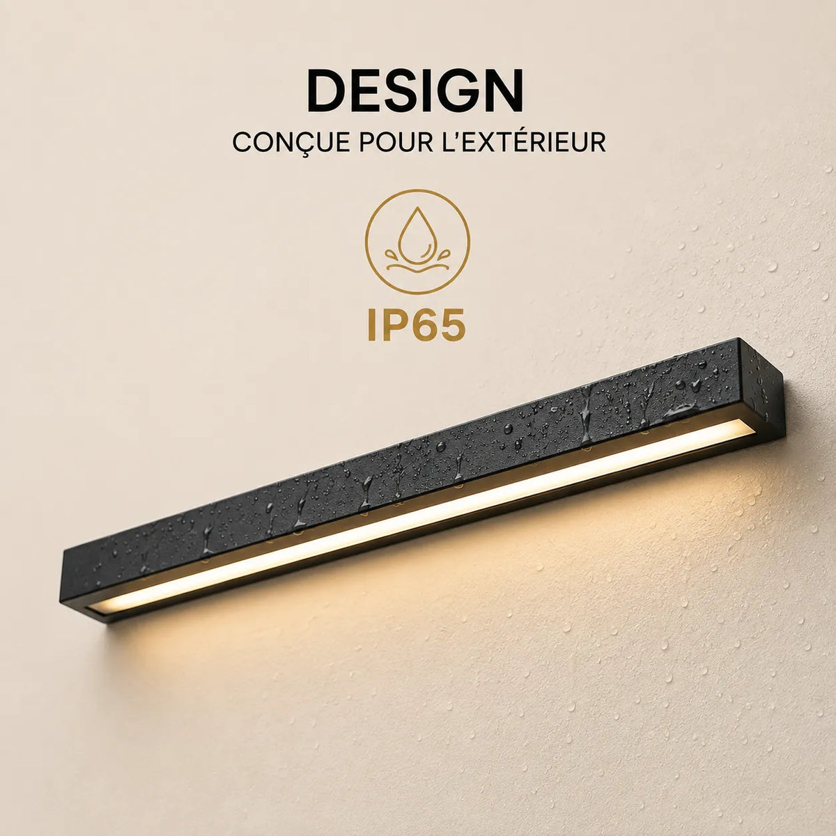 Applique murale extérieure LED linéaire IP65 installée sur une façade