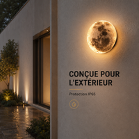 Applique murale extérieure LED effet lune conçue pour une installation extérieure

