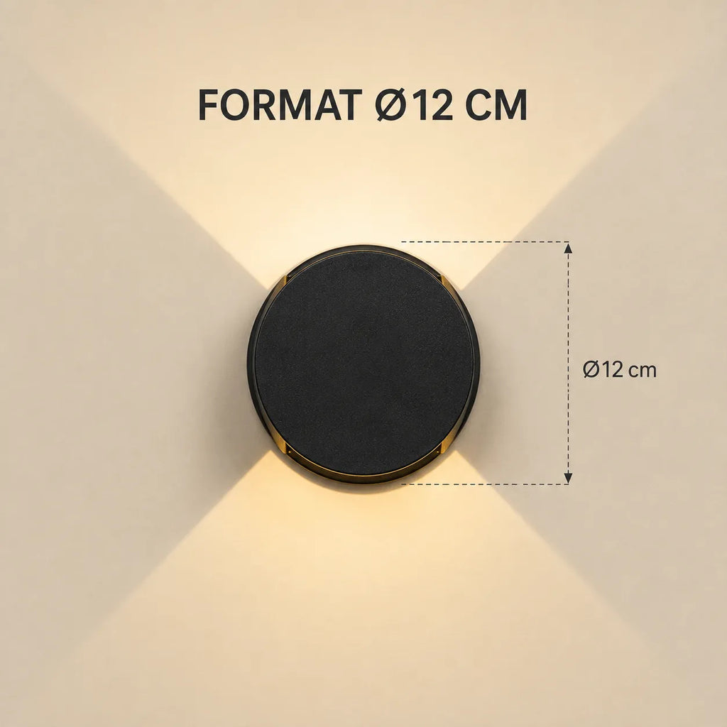 Applique murale extérieure LED ronde en aluminium de diamètre 12 cm