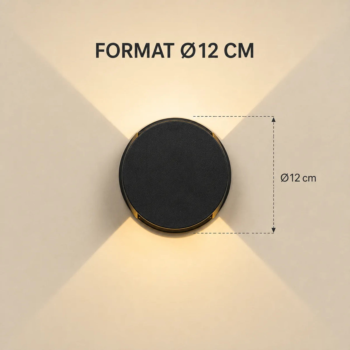 Applique murale extérieure LED ronde en aluminium de diamètre 12 cm