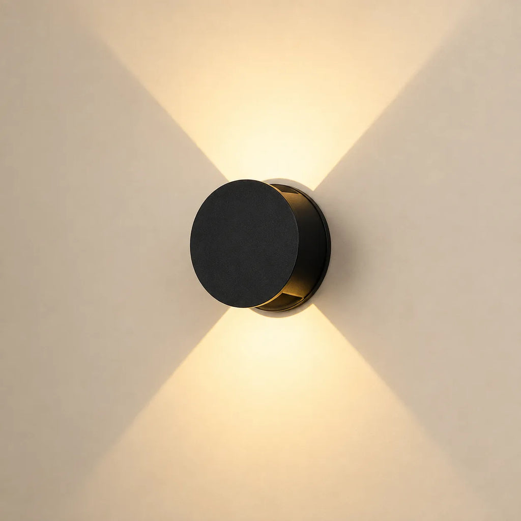 Applique murale extérieure LED ronde en aluminium à double faisceau