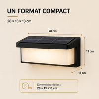 Applique murale extérieure solaire noire de 28 × 13 × 13 cm