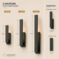 Applique murale extérieure LED totem noire de 42,5 × 11 cm