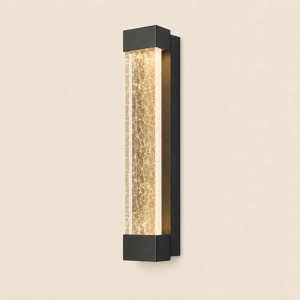 Applique murale extérieure LED noire en aluminium avec diffuseur en verre