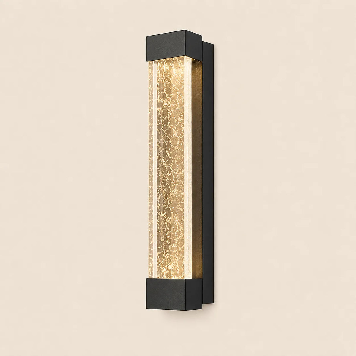 Applique murale extérieure LED noire en aluminium avec diffuseur en verre