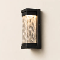 Applique murale extérieure LED noire en aluminium avec verre ondulé