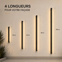 Applique murale extérieure LED verticale noire disponible en 40, 60, 80 et 100 cm