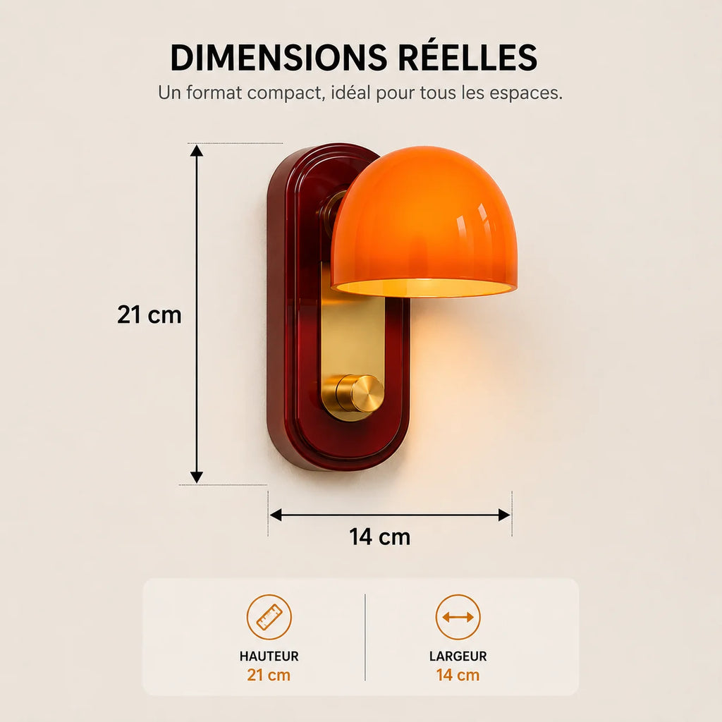 Dimensions applique murale orange 14 par 21 cm