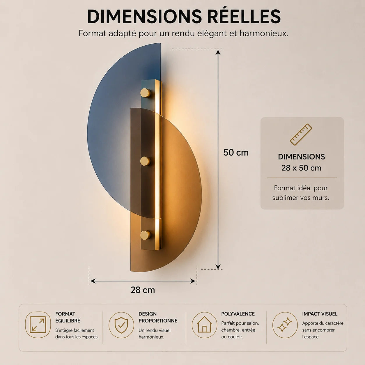 Dimensions applique murale salon 28 par 50 cm