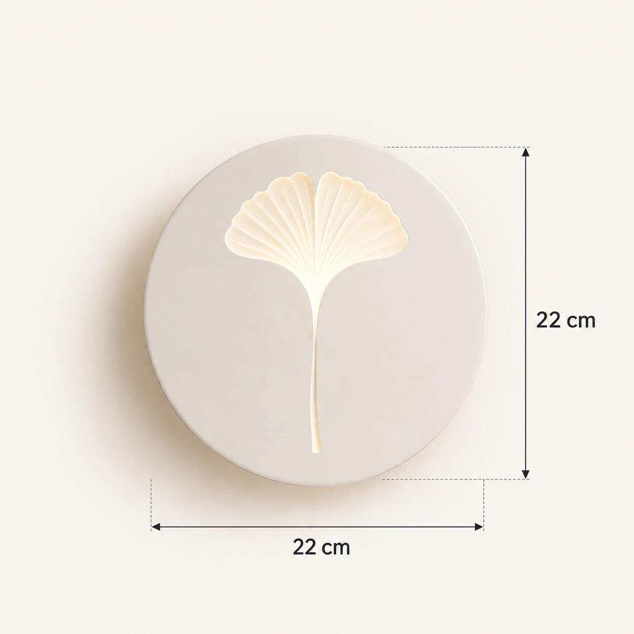 Applique murale chambre LED feuille blanche, dimensions exactes 22x22 cm