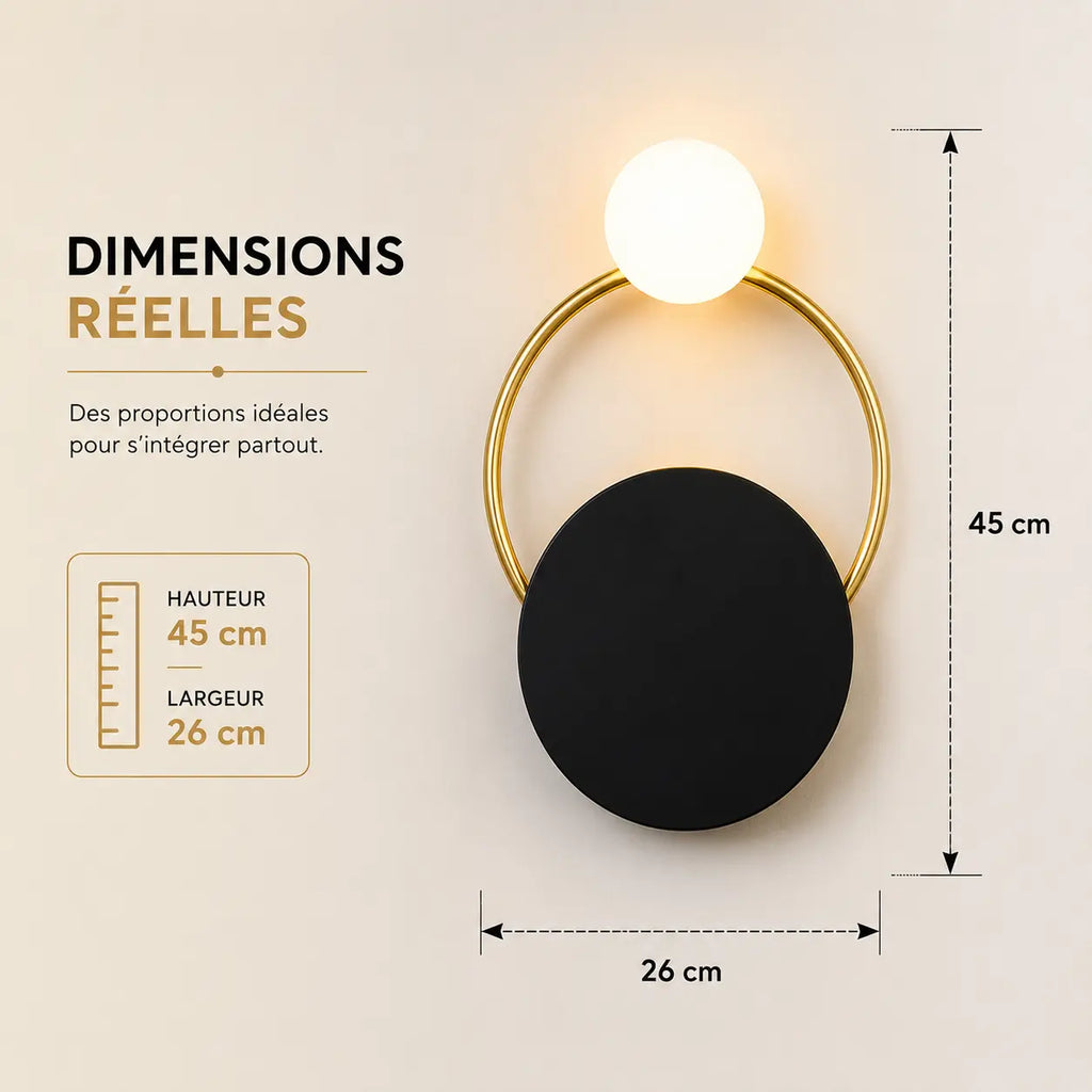 Dimensions applique murale salon : 45 par 26 centimètres
